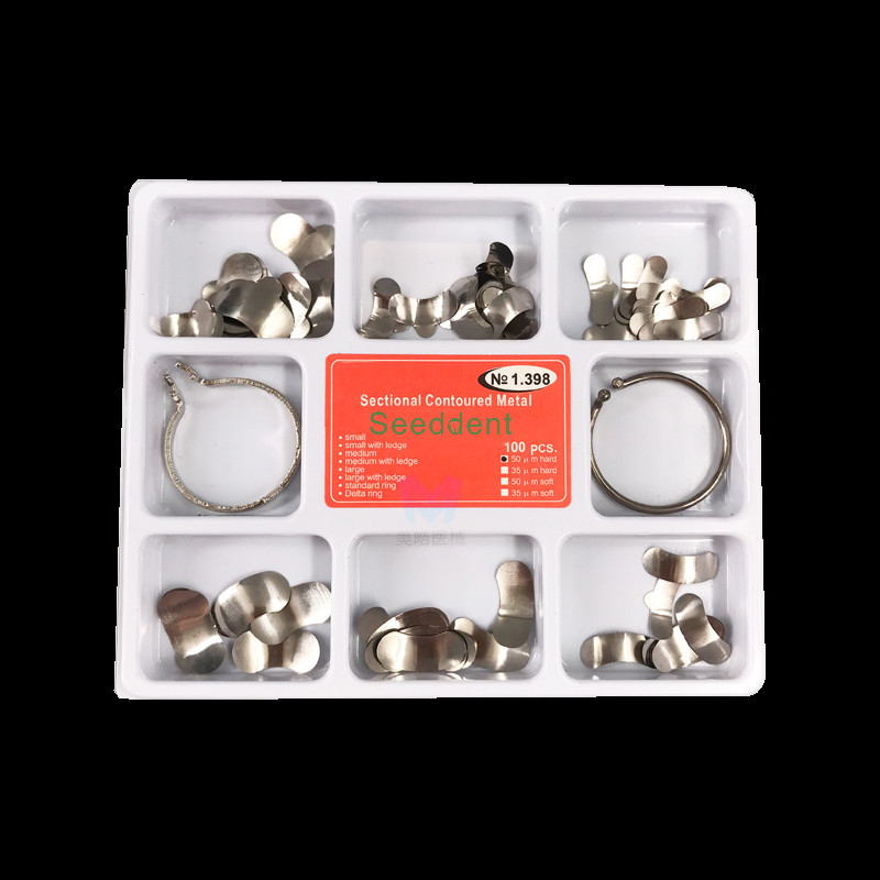 Best No. 1.398 Dental Sectional Contoured Metal Matrices Kit / Stainless Matrix Band Kit 35um hard + 2 rings wholesale
