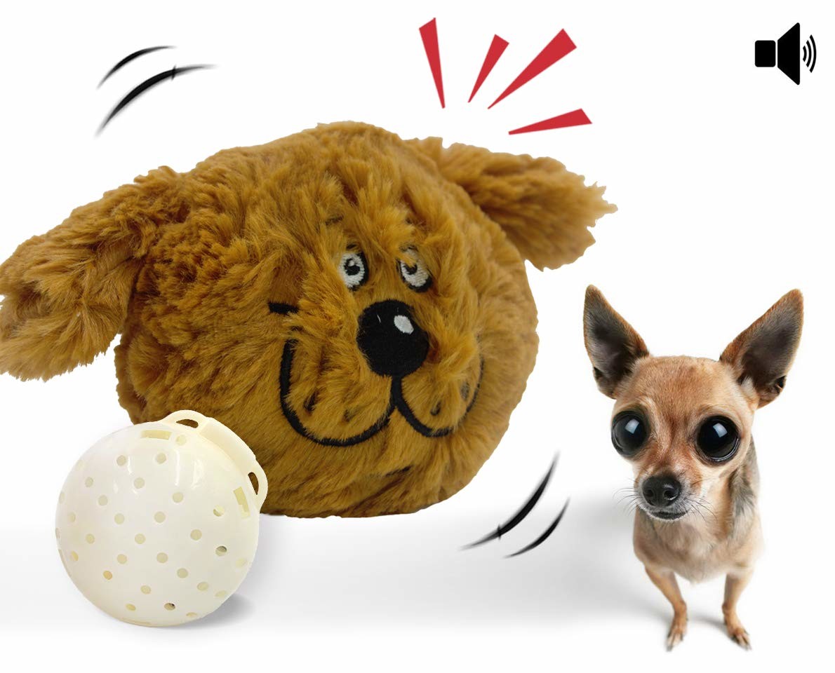 China Interactive Plush Dog Squeaky Toy Electronic Motion Ball Nontoxic Plush ABS Material on sale