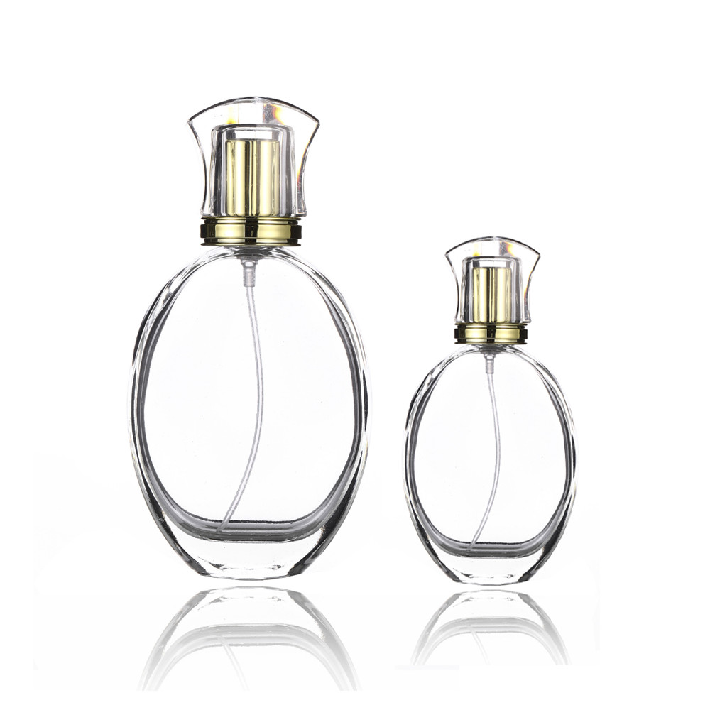 China Electroplating UV Engraving Perfume Bottle 50ML 30ml High End Spray Flat Round on sale