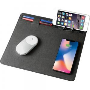 PU Leather Wireless Charger Corporate Gift Mouse Pads Stain Resistant Ultraportable