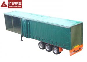 China Leaf Spring Curtain Side Trailer , PVC Cover Soft Side Semi Trailer Submerged ARC Welding on sale