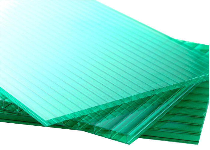 6mm green Twin Wall Polycarbonate Hollow Sheet Plastic Roofing Panels Platform