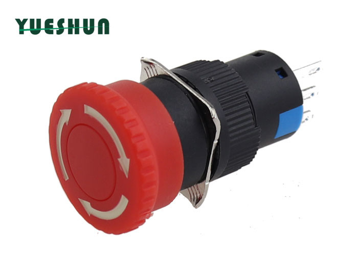 China Plastic Emergency Stop Push Button Switch , Panel Mounted Emergency Stop Button Three Pins on sale