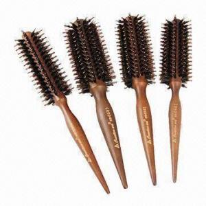 China Wooden Hair Brushes, Made of Antibacterial and High Temperature-resistant Nylon Mixed Boar Bristles on sale