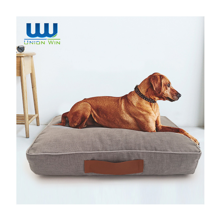 China Orthopedic Foam Linen Polyester Washable Dog Bed Super Thick on sale