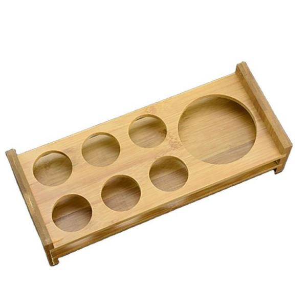 Cheap 7 Holes Paddle Shot Bamboo Wine Glass Holder Beer Cup Serving Tray With Handle for sale