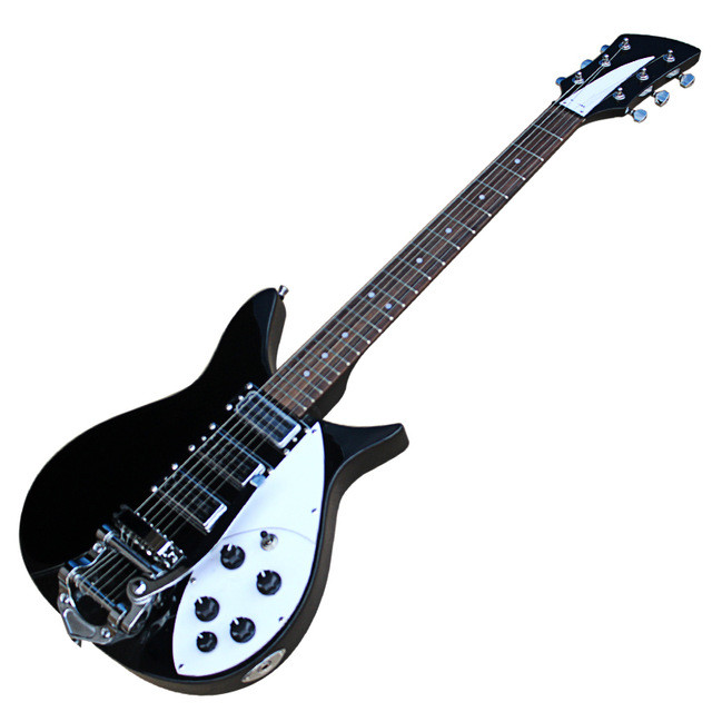 China Factory Custom Black Electric Guitar with 6 Strings,527mm Scale Length,Rosewood Fingerboard,White Pickguard,Offer Custom on sale