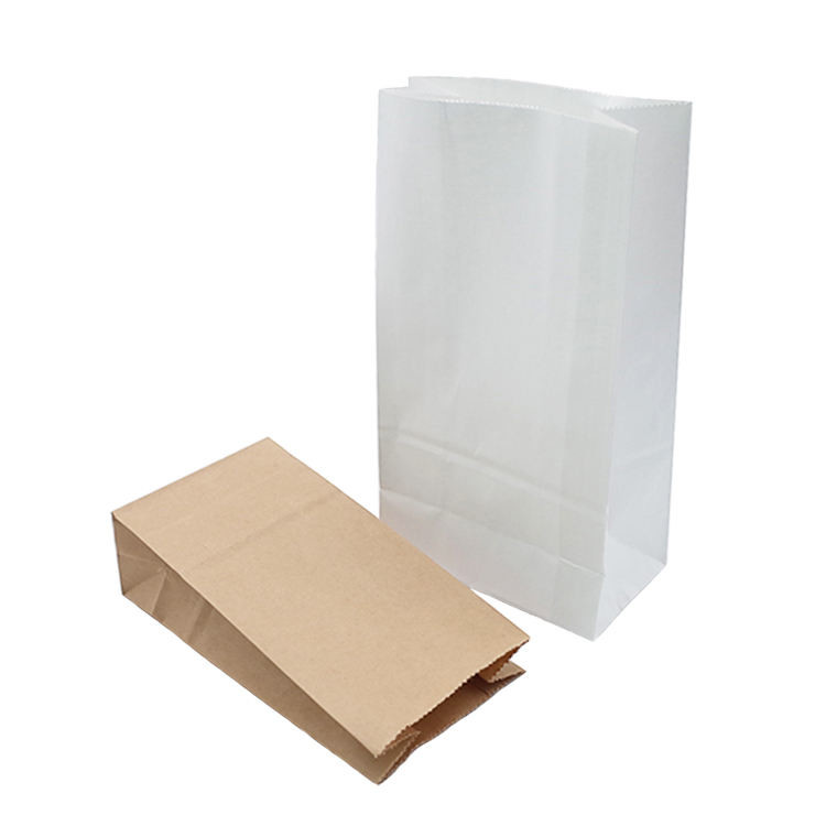 8 LB White Brown SOS Stand Up Kraft Paper Food Bags For Chip Packaging
