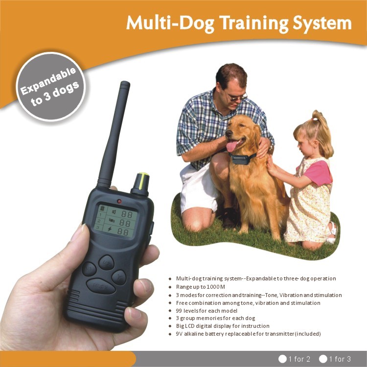 China Beep Remote Pet Training Collar , 1000m Multi-Dog Training System With 3 Receivers on sale