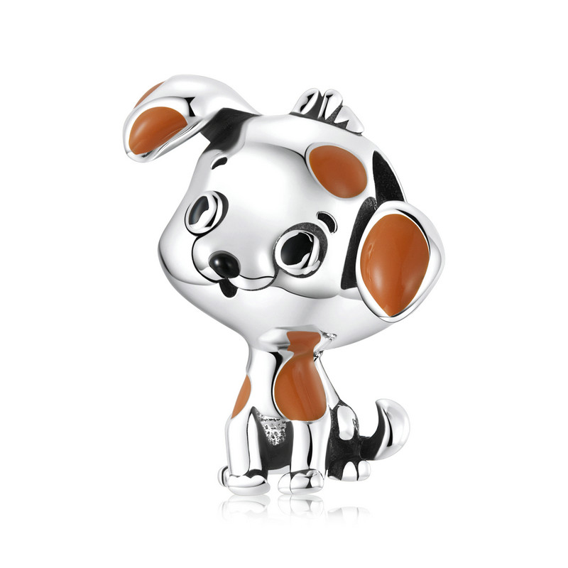 China Sterling Silver Dog Charms For Bracelets Animals Cute Lively Dog Charm Bead Pendant Fit Original Bracelet Necklace For W on sale