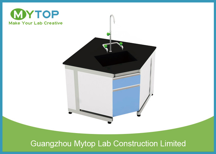 China Steel And Wood Modern Lab Furniture Conner Lab Desk With PP Sink And Water Tap on sale