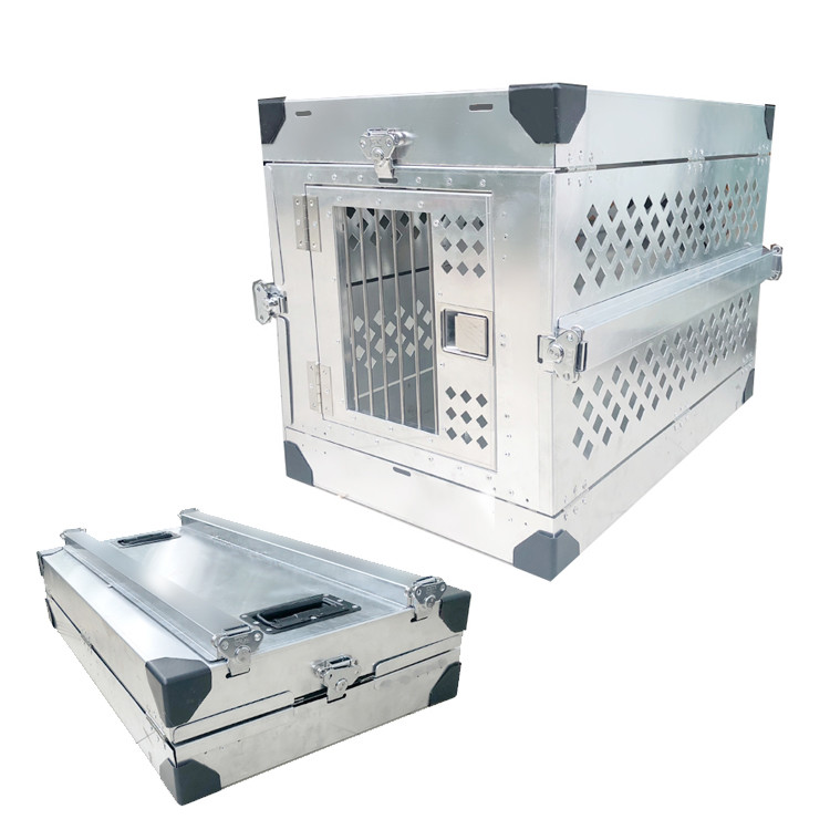 China Collapsible Aluminum Single Dog Box With Heavy Duty Slam Latch Lock System on sale