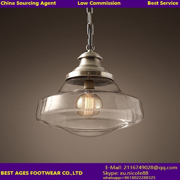 China Industrial Vintage Style Light Fitting Glass Ceiling Pendant Lamp Shade Light on sale