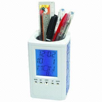 China LED Light Clock with Calendar and Pen Barrel, Digital Thermometer on sale
