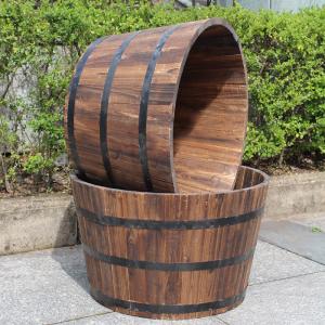 China 2018 New Style wooden barrel garden plant  bucket  round wooden flower pot on sale
