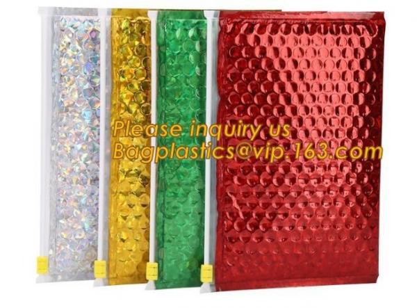 Cheap Hot Metallic Colorful Bagease Packaging Zipper Bubble Bag For Cosmetic Packaging,Zip lockk Bubble Bags are Made of PET/CP for sale