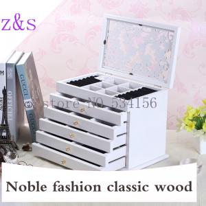 China white Clovers space Wood Jewelry Box Storage Gift Display Box Jewelry Lagre Gift Box Jewelry Boxes wooden Packaging cas on sale