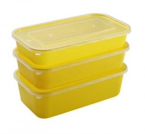 China Children School Yellow Rectangle Disposable Lunch Box Food Container Packaging on sale
