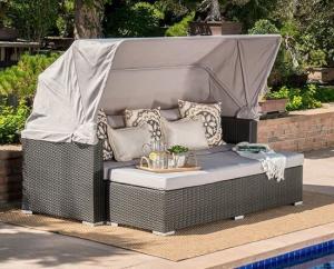 China Leisure Aluminium PE Rattan Wicker Sunbed furniture Outdoor Garden Backyard Sofa sets on sale