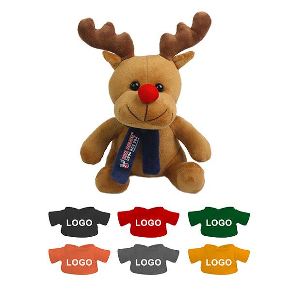 CPSC 20cm High Red Nose Reindeer Stuffed Animal With T Shirt And Scarf