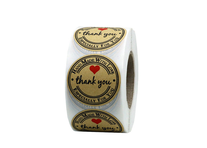 Best Thickness 2mm Brown Paper Sticky Labels Diameter 1.18 Inches For Wedding / Anniversary wholesale