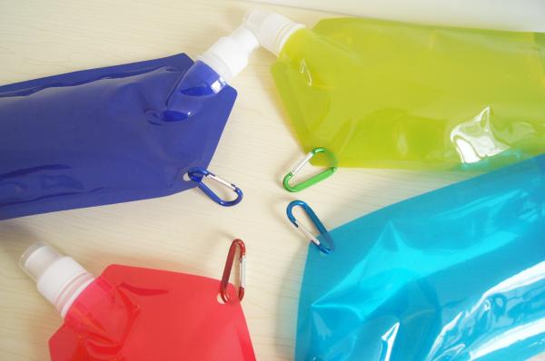 Custom Printed Collapsible Foldable Water Bags / Bottle with Carabineer