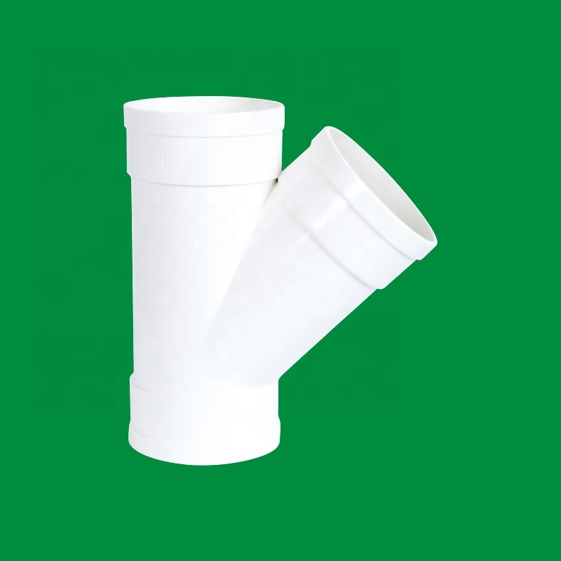 China Leakproof PVC Double Y Tee Customization Smooth Surface PVC Elbow Fitting With Cover on sale