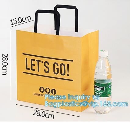 Promotion Recycled Custom Printed Grocery Food Take Away Shopping Brown Kraft Paper Bag With Twisted Handles, bagease