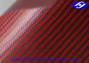 China Matte Polyurethane Leather Fabric Twill Red Kevlar Carbon Fiber For Musical Instruments on sale