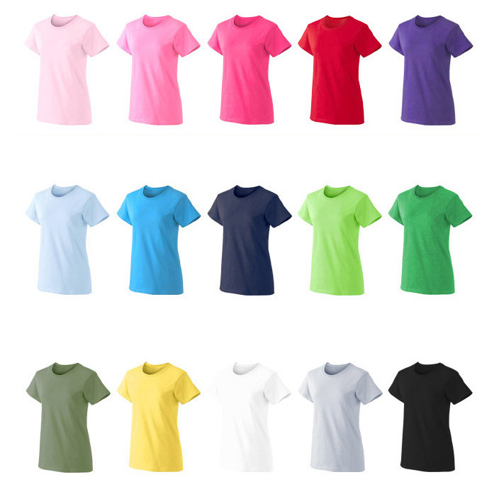 China Wholesale Cheap Plain Tee Custom Logo 180G Cotton Woman T-shirt in bulk on sale