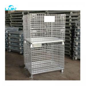 China Warehouse Folding Steel Wire Mesh Metal Cage Storage Container Phosphorization on sale