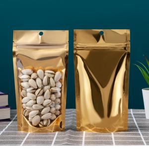 China Plastic Aluminum Foil k Bag With Euro Slot Gold Metallic Mylar Stand Up on sale