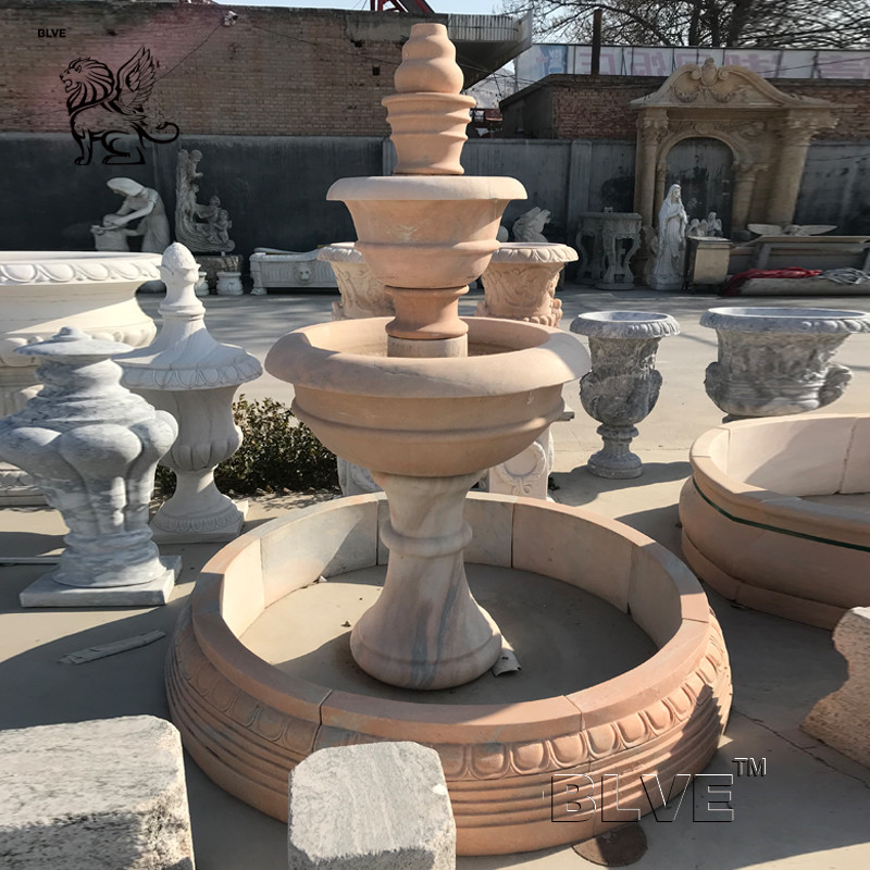China BLVE Marble Water Fountain Outdoor Yellow Natural Stone Garden Decoration Fountain Modern on sale