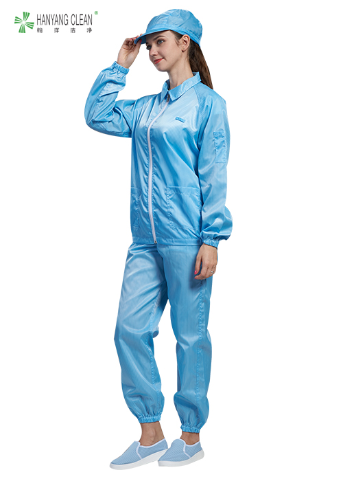 SMT Workshop Reusable Cleanroom Garments Gowns ESD 75D Anti Static Coverall