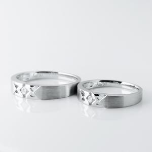 Diamond Symmetrical Triangle 0.078ct His And Her Rings Set