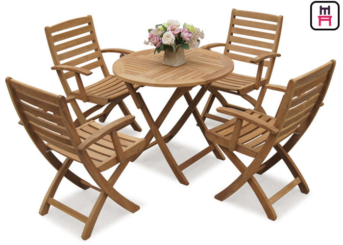 China Rectangle / Round / Square Folding Table And Chairs Solid Wood Garden Furniture Sets  on sale