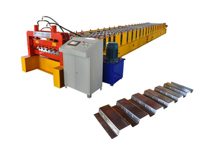 914mm Galvanized Steel Deck Roll Forming Machine Hydraulic Cutting