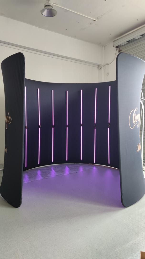 China Customized logo 360 Photo Booth Backdrop With RGB Led Light on sale