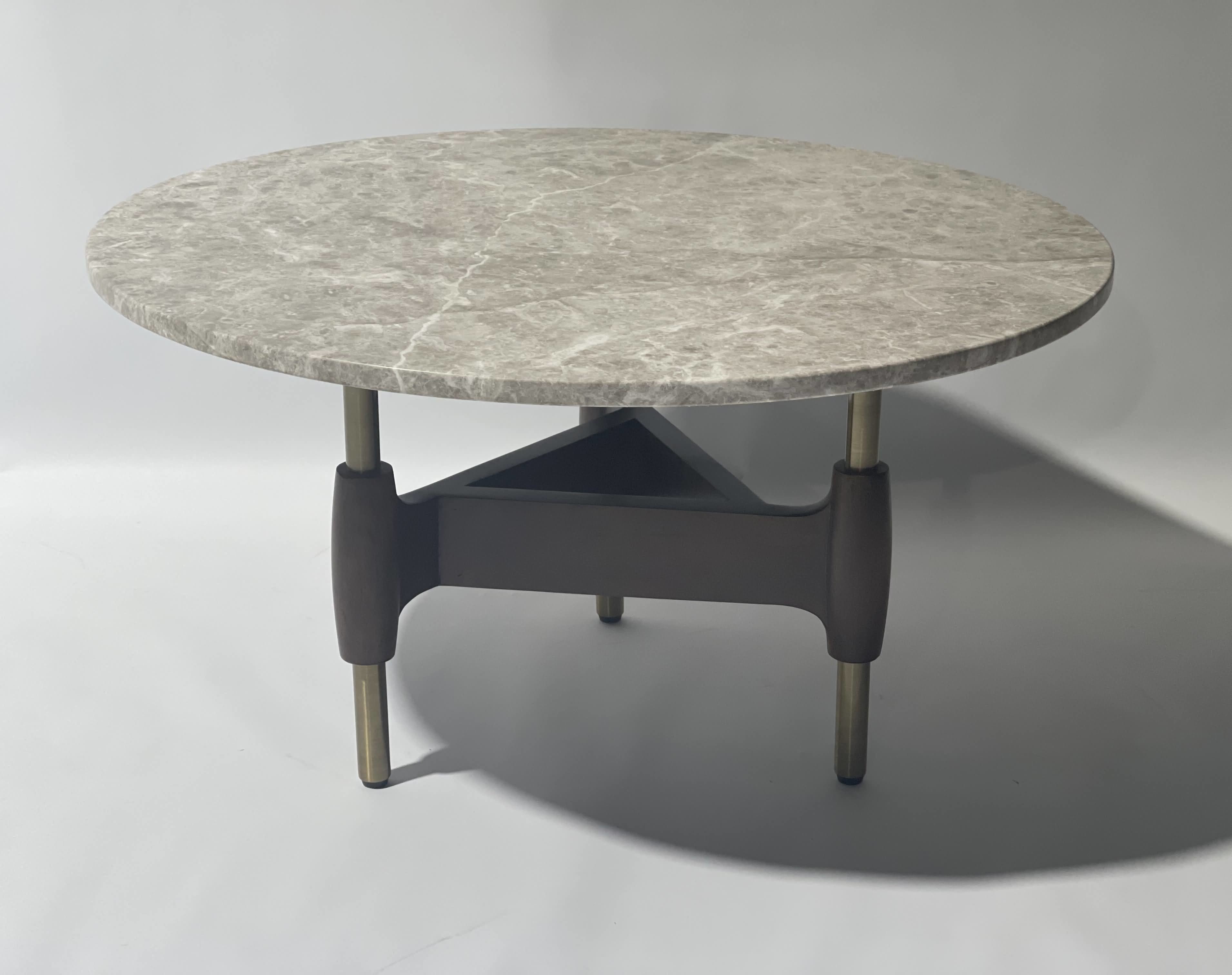 China Coffee table with brushed brass metal base marble top‎ on sale