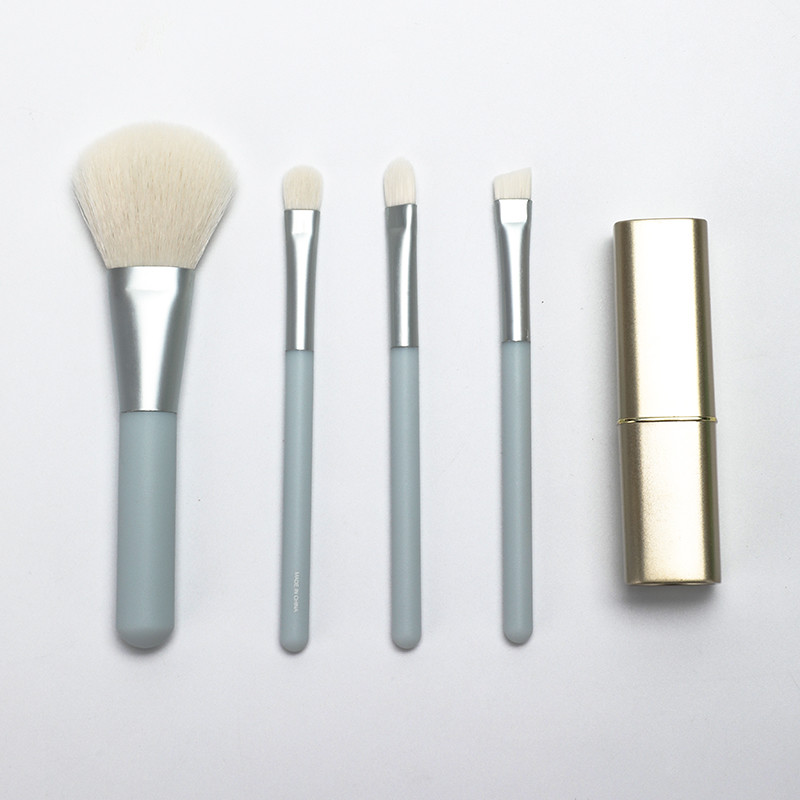China White PBT Hair Mini Makeup Brush Set 4pcs For Travel Plastic Handle on sale