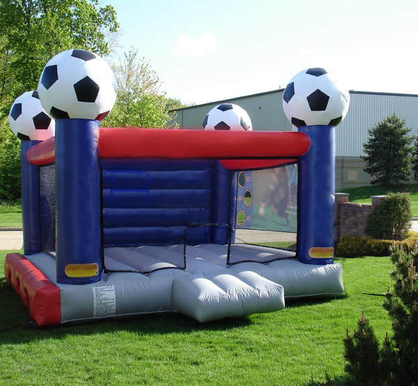 China Kids Sport Game Soccer Blow Up Bounce Houses With Safety Net on sale