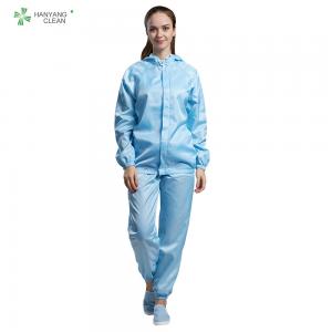 Best Clean Room ESD Workwear Anti Static Garments Washable Autoclavable Blue Color Zipper Open wholesale