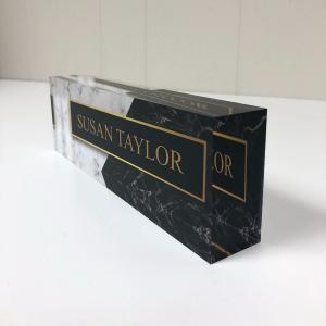 China Black Desk Laser Cut Acrylic Name Plate For Company Display on sale