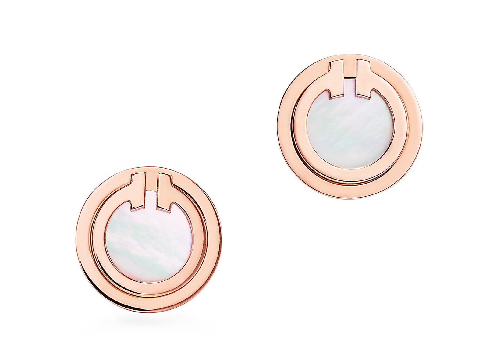 China 2.37g Rose Gold Mother Of Pearl Earrings , Mother Of Pearl Stud 9.65mm Size on sale