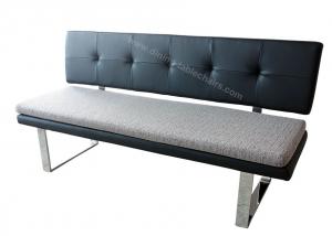 China Backrest Upholstered Dining Bench High Density Sponge Chrome Plated Leg on sale