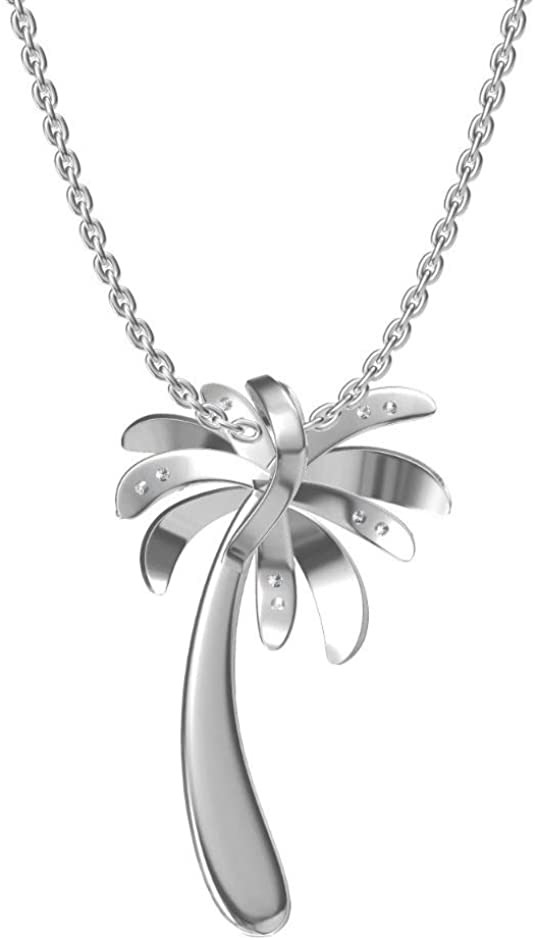 China Silver Smile - Solid Sterling Silver Beautiful Tropical Palm Tree Pendant Necklace, with 17.5inch Anchor Chain for Women on sale
