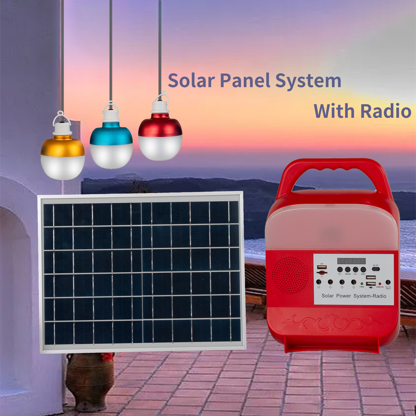 China Rechargeable Battery 9W LED 3 Bulb Solar System IP65 Solar Panel Light For Home on sale