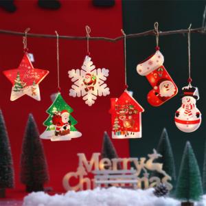 Best E27 4.5V 3D Novelty Christmas Hanging Window Lights Wooden Crafts Supplies wholesale
