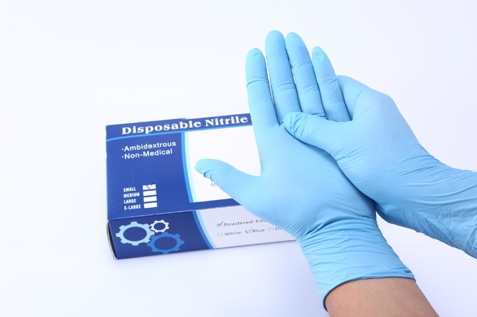 China Disposable Blue Nitrile Gloves Medical Gloves Powder Free For Medical Examination OEM Acceptable on sale
