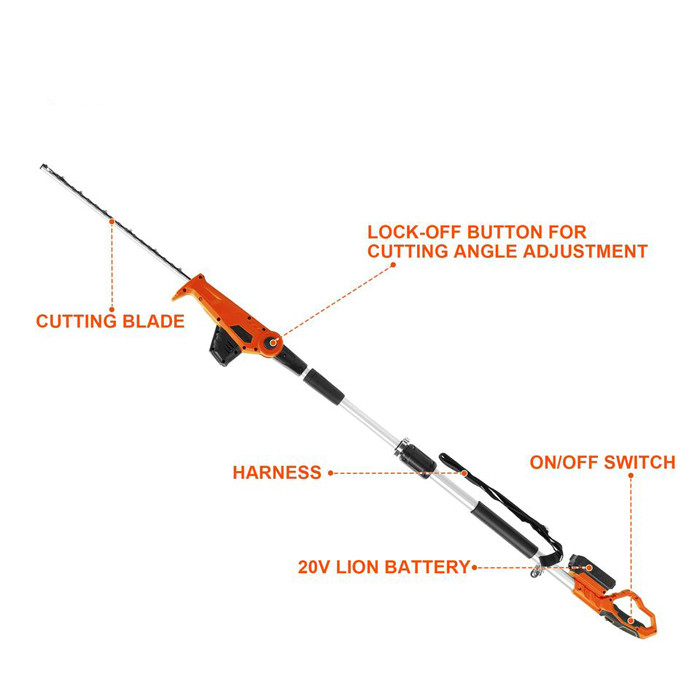 6.5KG Lightweight Long Reach Electric Hedge Trimmer Cutters Telescopic Hedge Shears